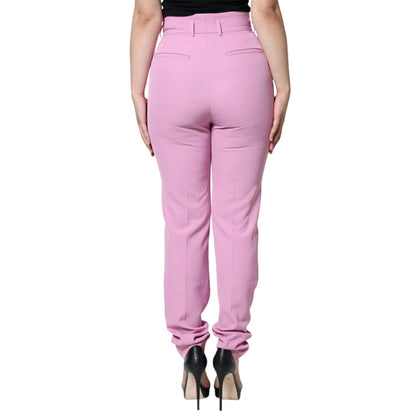 Dolce & Gabbana Pink Polyester High Waist Women Tapered Pants