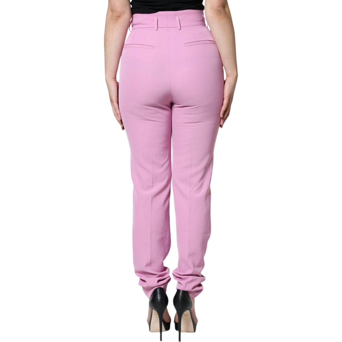 Dolce & Gabbana Pink Polyester High Waist Women Tapered Pants Dolce & Gabbana Plum