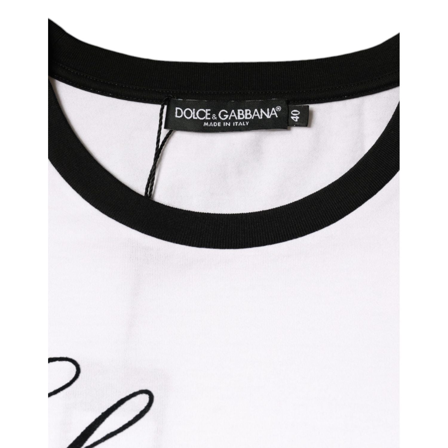 Dolce & Gabbana White Eleganza Print Cotton Short Sleeves T-shirt