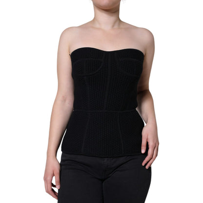 Dolce & Gabbana Black Bustier Sleeveless Corset Blouse Top