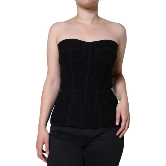 Dolce & Gabbana Black Bustier Sleeveless Corset Blouse Top Dolce & Gabbana Black