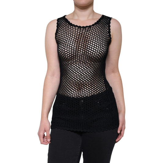 Dolce & Gabbana Black Mesh See Through Sleeveless Tank Top Dolce & Gabbana Black