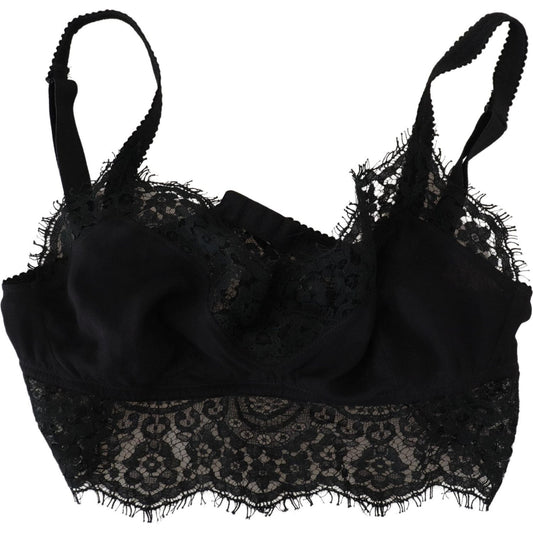 Dolce & Gabbana Black Floral Lace Stretch Bralette Underwear Dolce & Gabbana Black