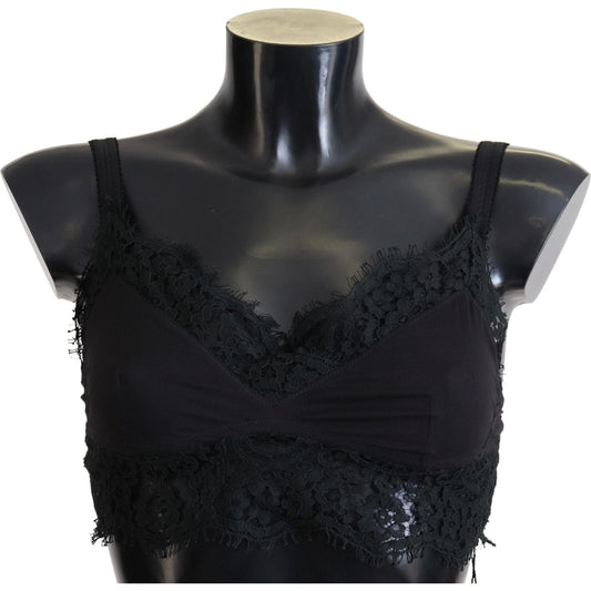 Dolce & Gabbana Black Floral Lace Stretch Bralette Underwear Dolce & Gabbana Dark Slate Gray