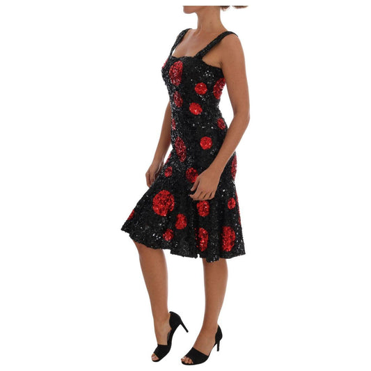 Dolce & Gabbana Elegant Polka Dotted Shift Dress Dolce & Gabbana Black