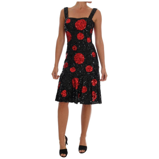 Dolce & Gabbana Elegant Polka Dotted Shift Dress Dolce & Gabbana Black