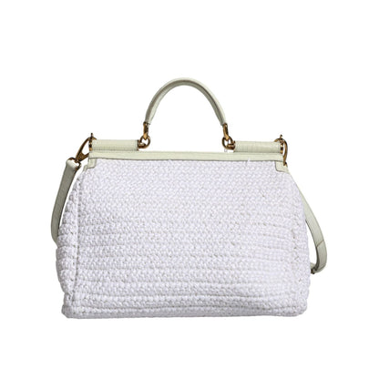 Dolce & Gabbana White Rafia Leather SICILY Crossbody Bag