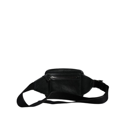 Dolce & Gabbana Black Leather LED Logo Belt Waist Fanny Pack Bag