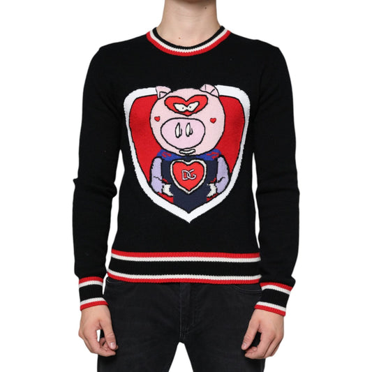 Dolce & Gabbana Black Cashmere Pig of the Year Pullover Sweater Dolce & Gabbana Black