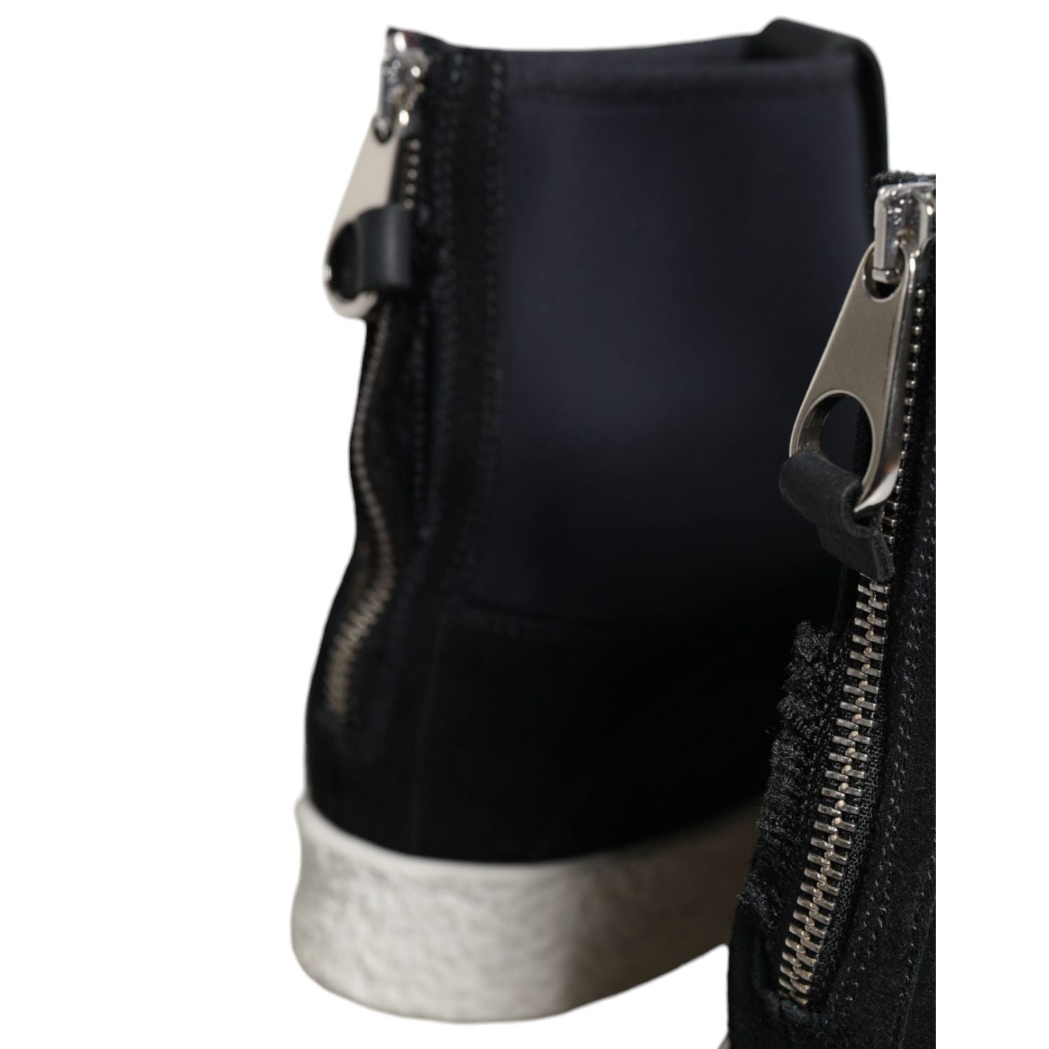 Alexander McQueen Black White Neoprene Takeshi Mid Calf Boots Shoes