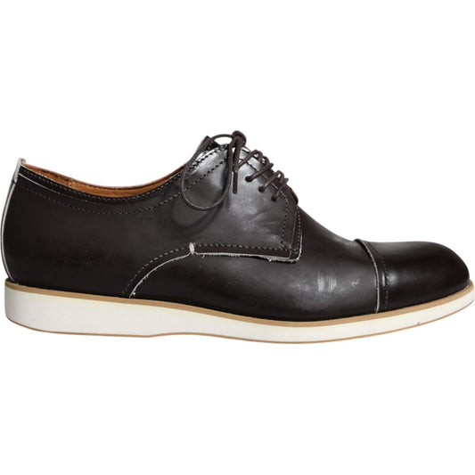 Pollini Black White Leather Lace Up Men Dress Formal Shoes Pollini Light Gray
