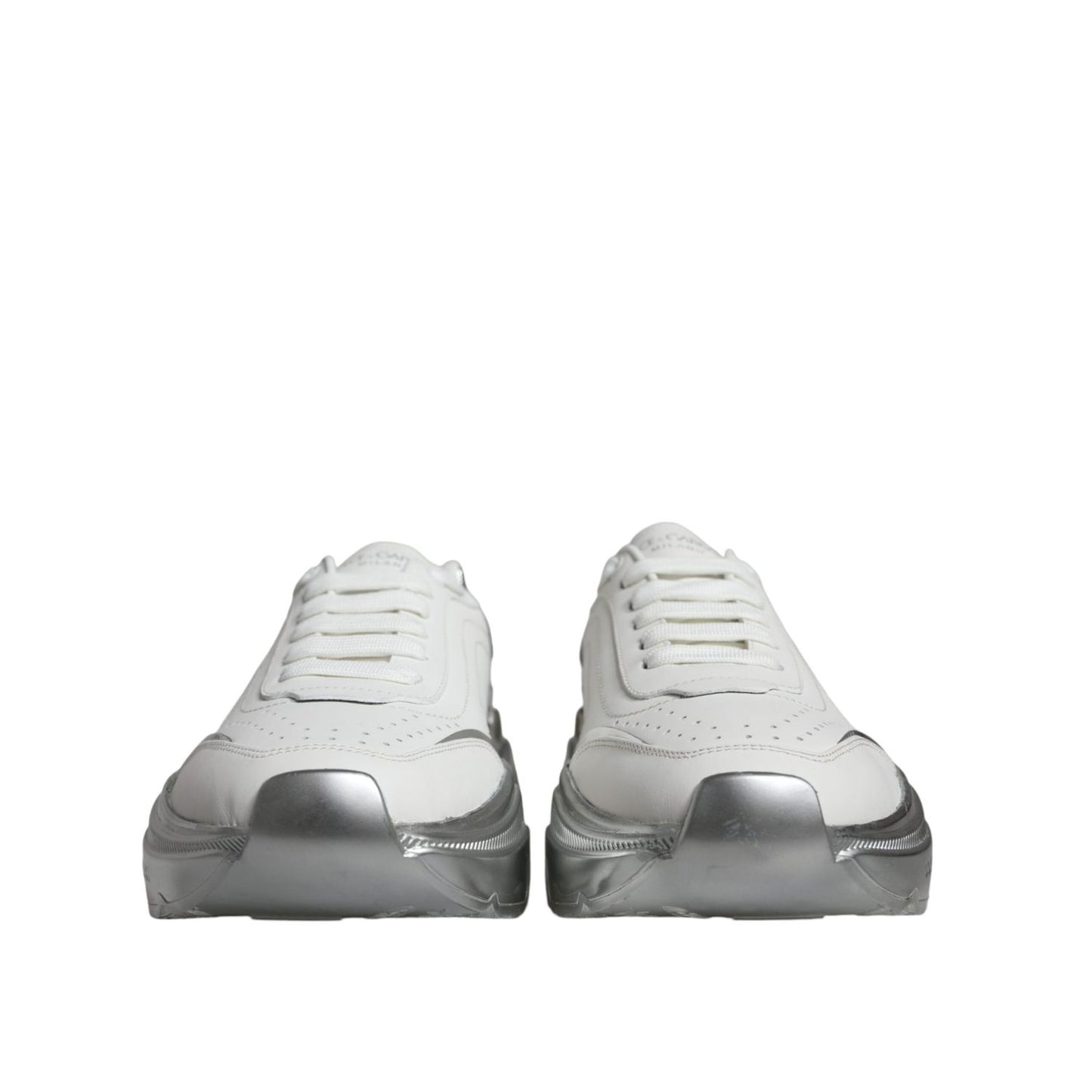Dolce & Gabbana White Silver Daymaster Low Top Sneakers Shoes