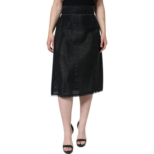 Dolce & Gabbana Black Viscose High Waist Pencil Cut Skirt Dolce & Gabbana Tan