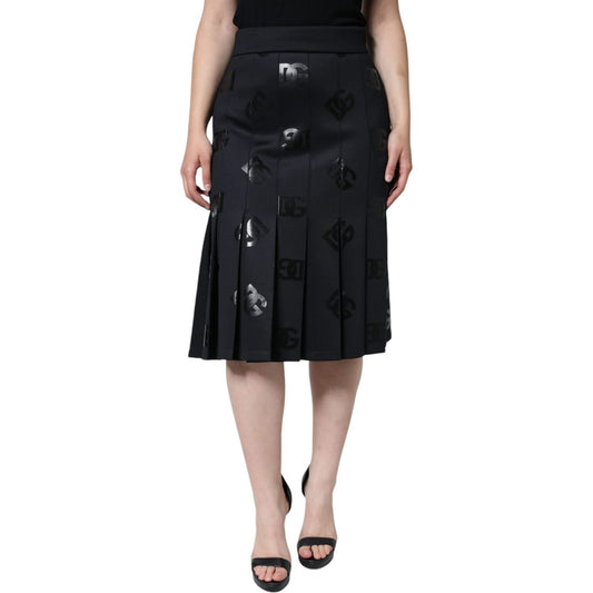 Dolce & Gabbana Black DG Monogram Pleated Midi Skirt Dolce & Gabbana Tan