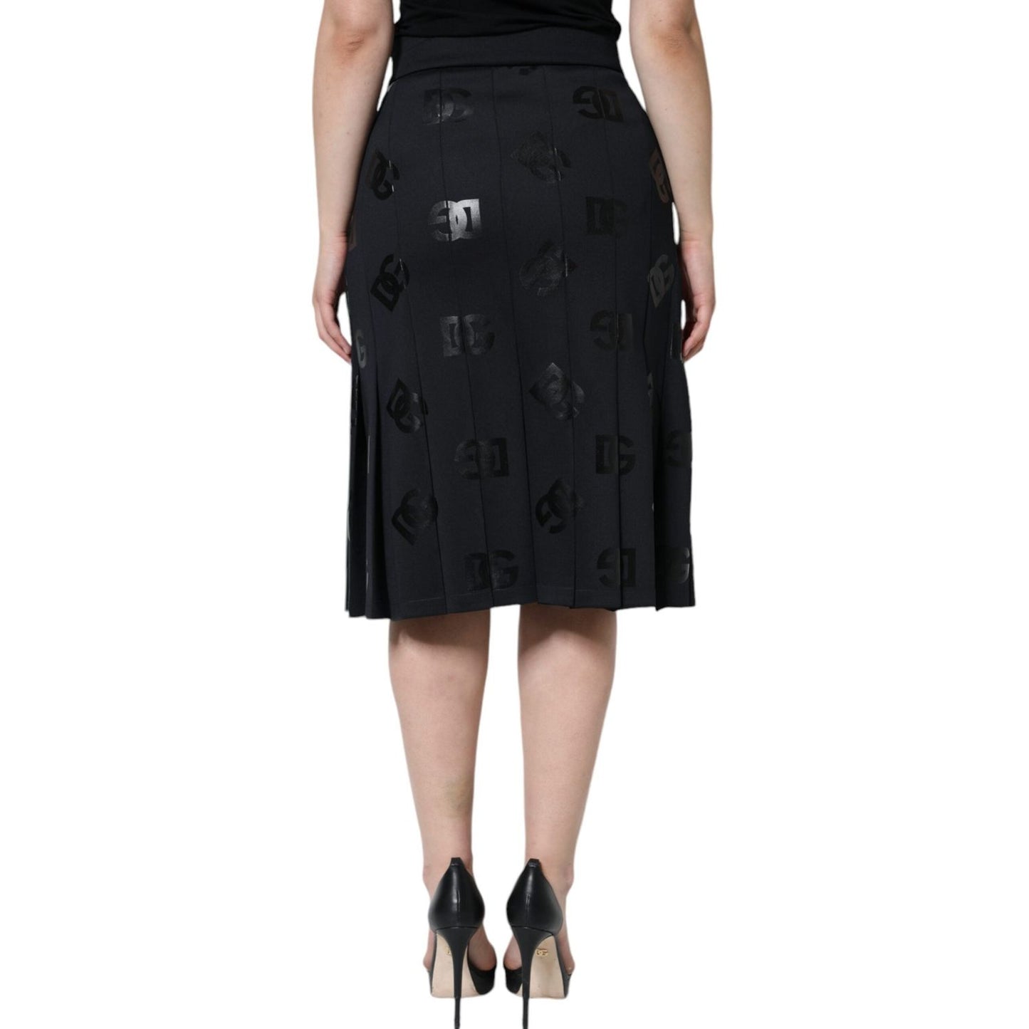Dolce & Gabbana Black DG Monogram Pleated Midi Skirt Dolce & Gabbana Tan
