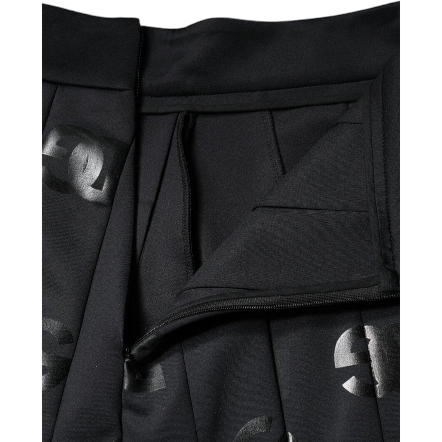 Dolce & Gabbana Black DG Monogram Pleated Midi Skirt Dolce & Gabbana Black