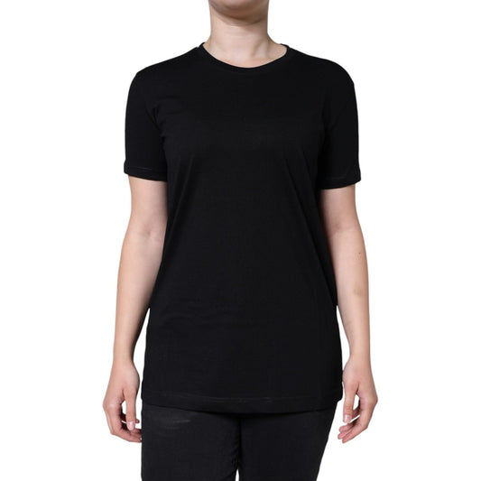 Dolce & Gabbana Black Cotton Crew Neck Short Sleeve T-shirt Dolce & Gabbana Tan