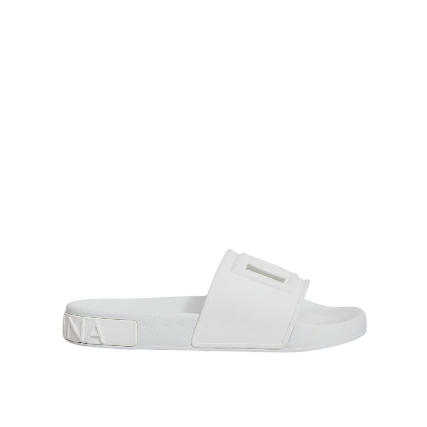 Dolce & Gabbana White Rubber Slides Sandals Beachwear Shoes