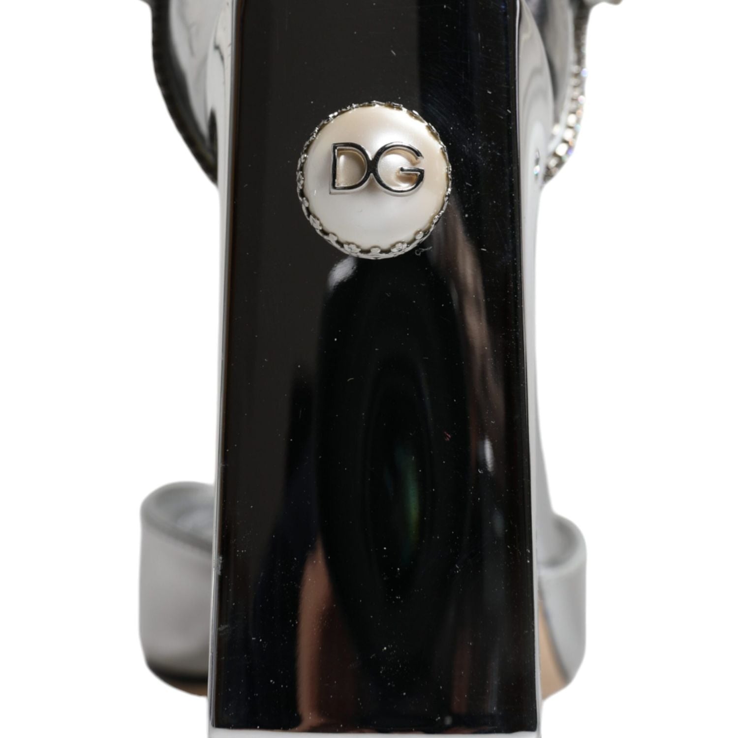 Dolce & Gabbana Silver Leather T-strap Heels Sandals Shoes