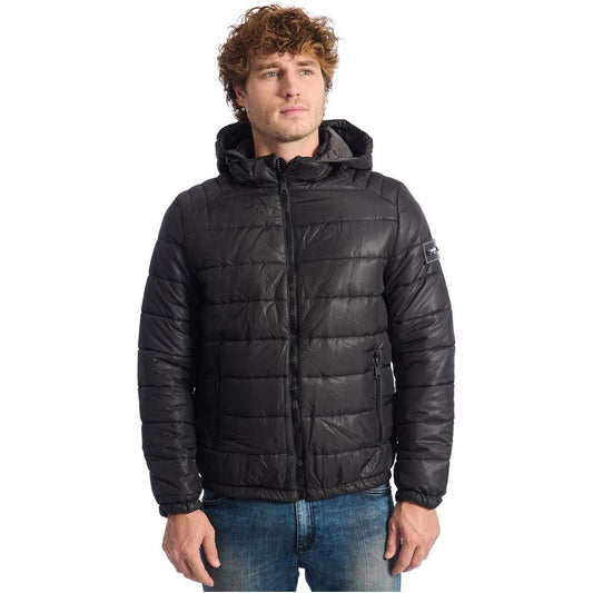 Baldinini Trend Black Polyester Men Jacket Baldinini Trend Dark Slate Gray