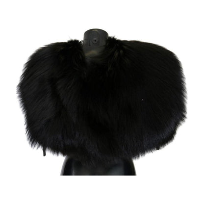 Dolce & Gabbana Black Silver Fox Fur Scarf Fur Scarves