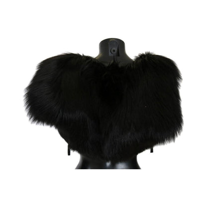 Dolce & Gabbana Black Silver Fox Fur Scarf Fur Scarves