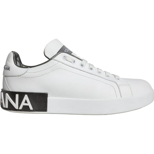 Dolce & Gabbana White Leather Portofino Low Top Sneakers Shoes