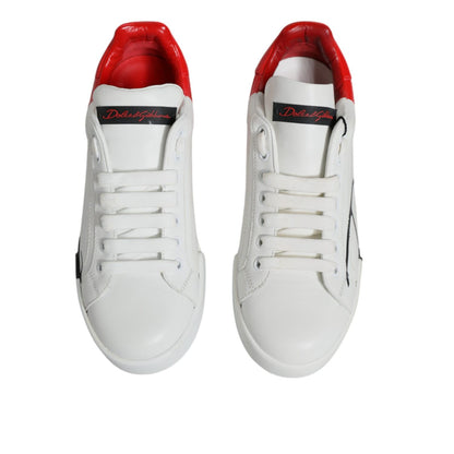 Dolce & Gabbana White Red Portofino Low Top Sneakers Shoes