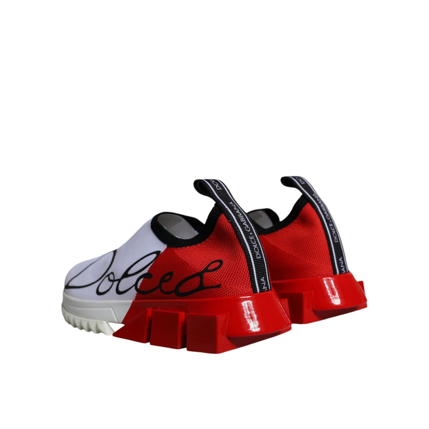 Dolce & Gabbana White Red Low Top Sorrento Men Sneakers Shoes
