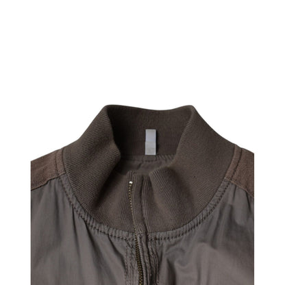 Armani Jeans Brown Cotton Full Zip Bomber Logo Jacket