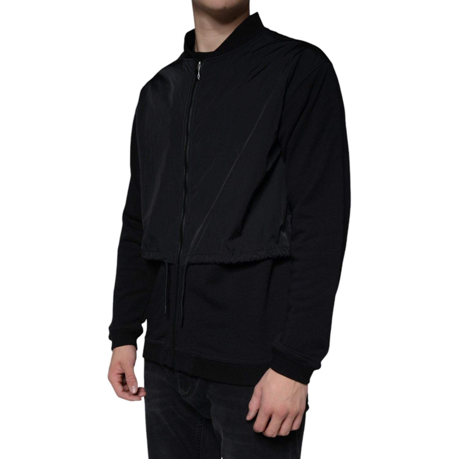 MSGM Black Cotton Full Zip Bomber Long Sleeves Jacket