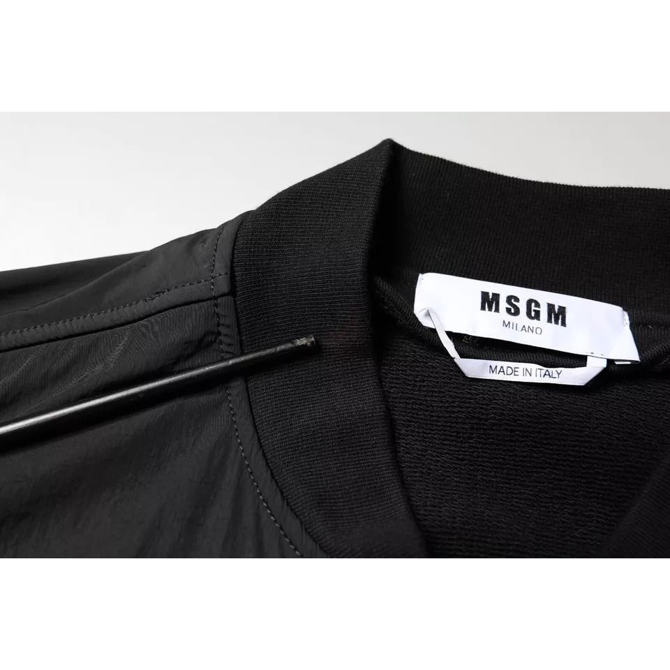 MSGM Black Cotton Full Zip Bomber Long Sleeves Jacket