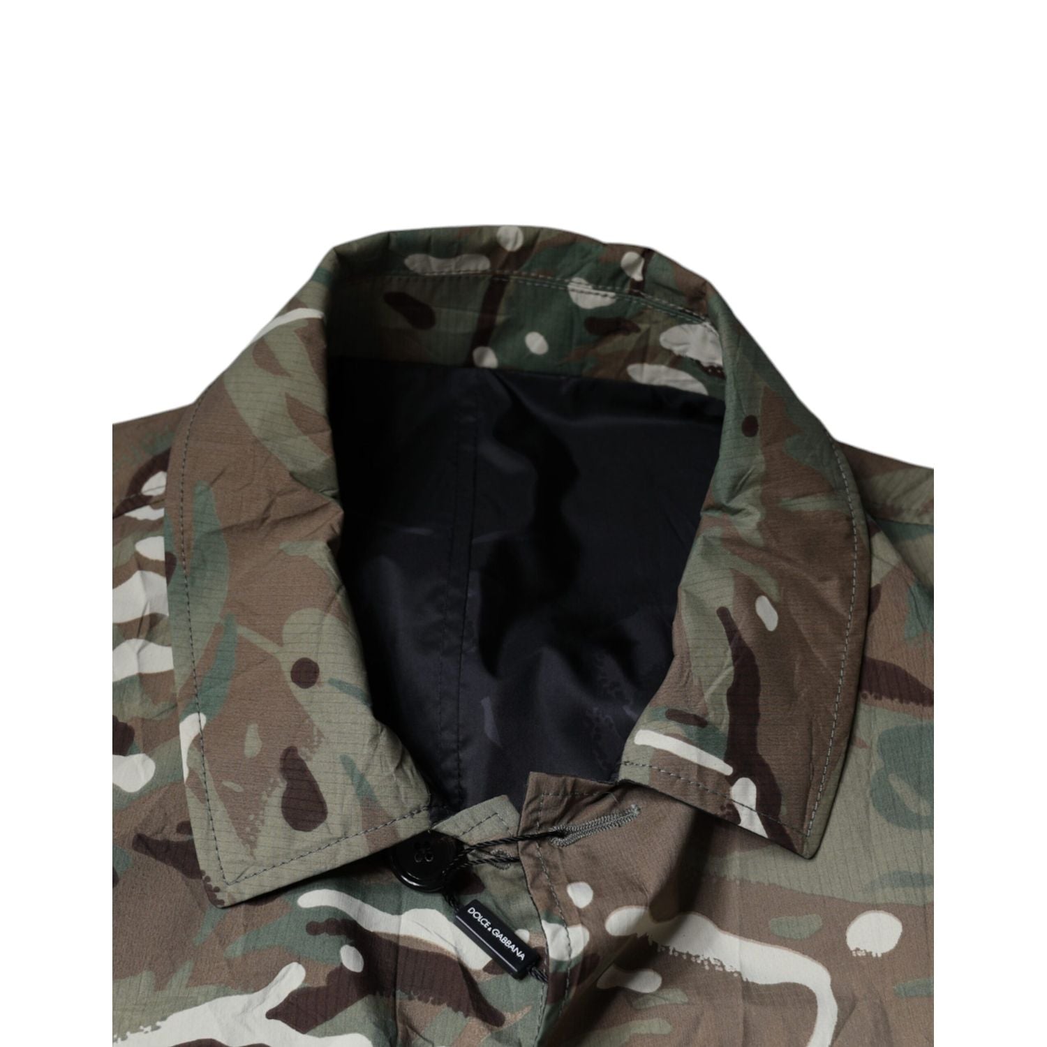 Dolce & Gabbana Multicolor Camouflage Collared Coat Jacket