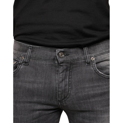 Dolce & Gabbana Black Tattered Cotton Skinny Men Denim Jeans