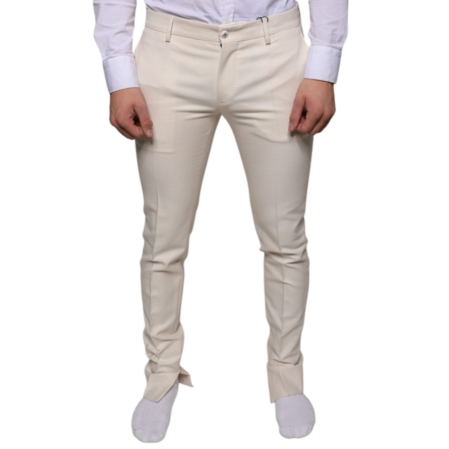 Dolce & Gabbana Off White Chino Wool Skinny Pants