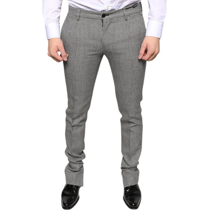 Dolce & Gabbana Gray Check Tartan Wool Skinny Pants
