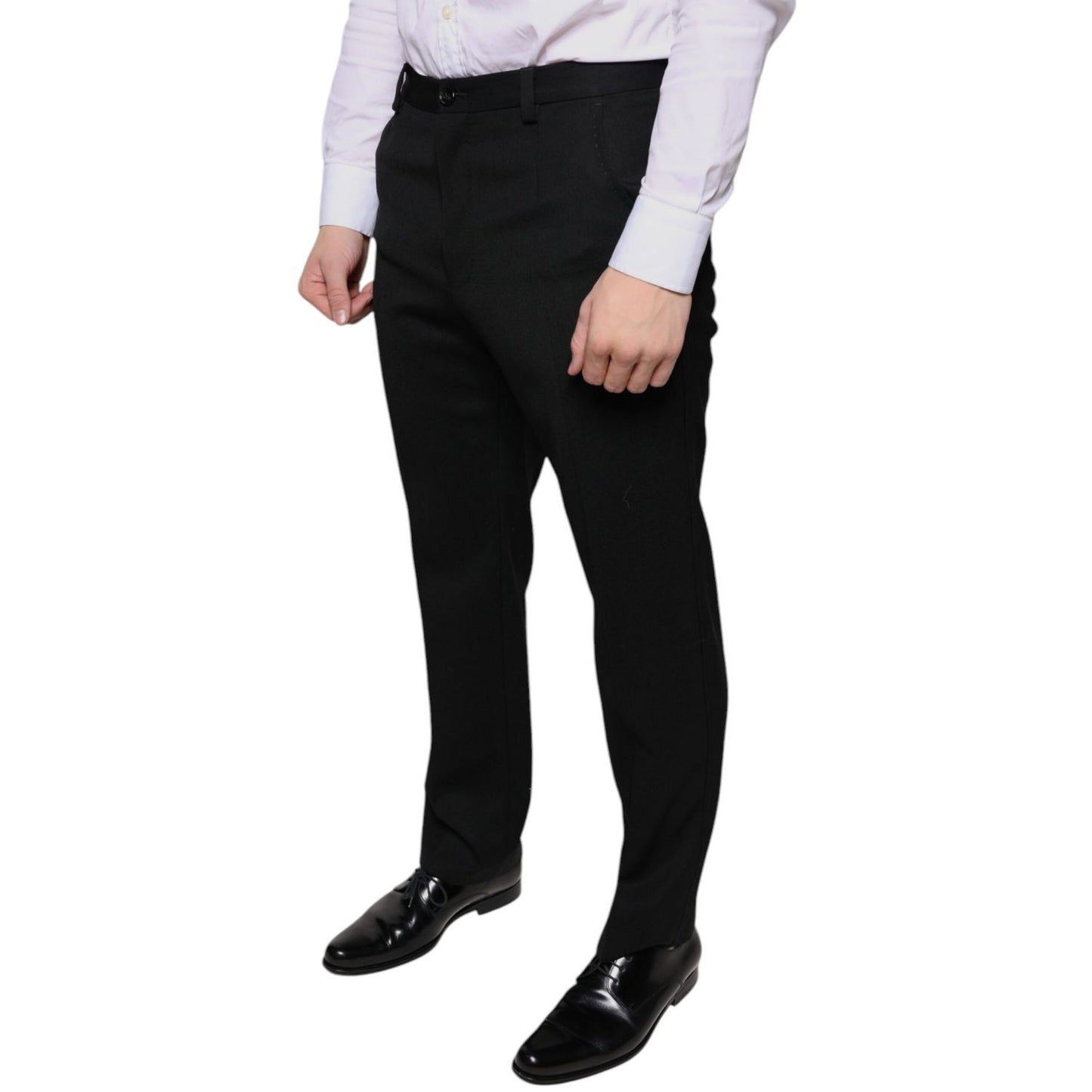 Dolce & Gabbana Black Wool Skinny Men Dress Pants