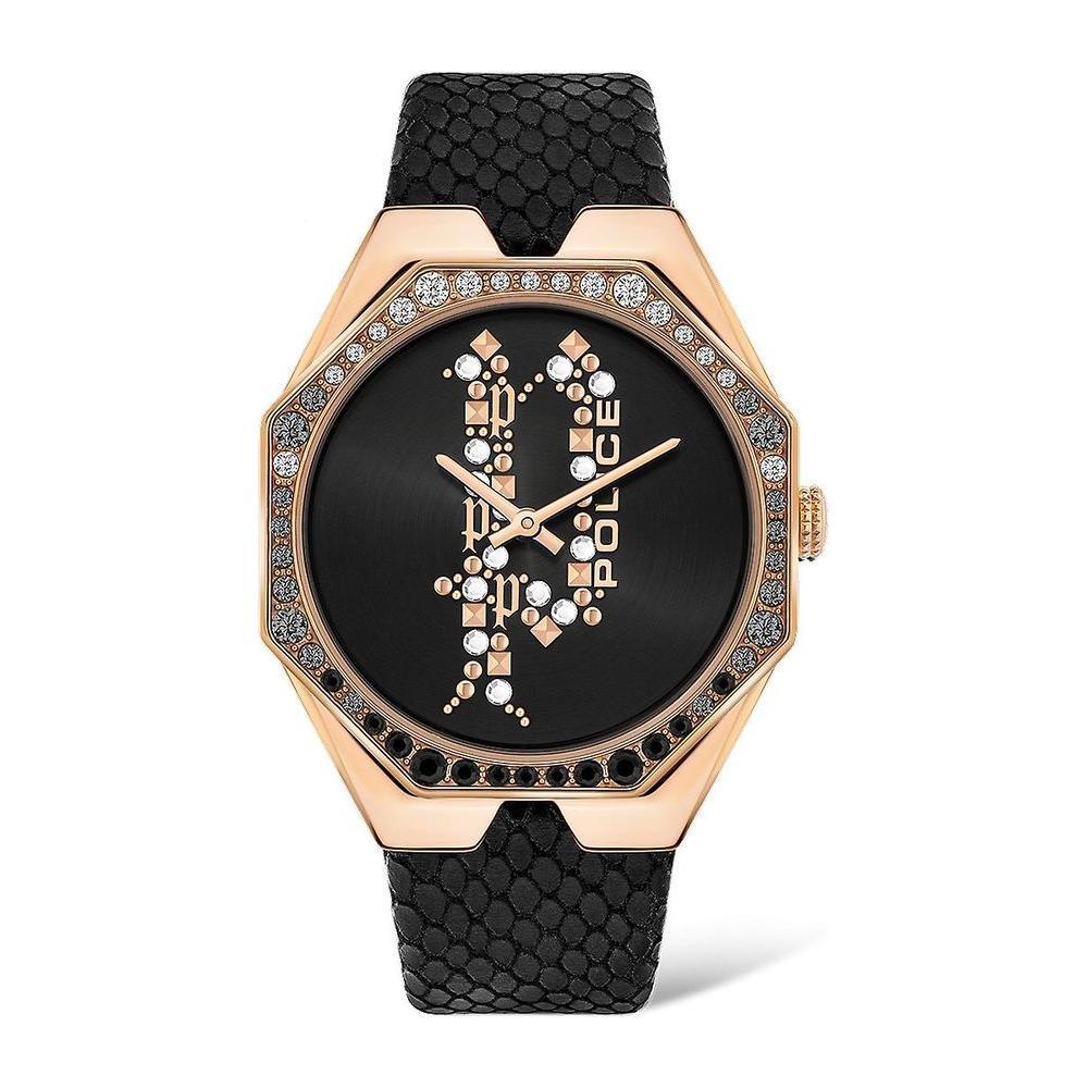 Police Black Leather Watch POPEWLA2008201AC