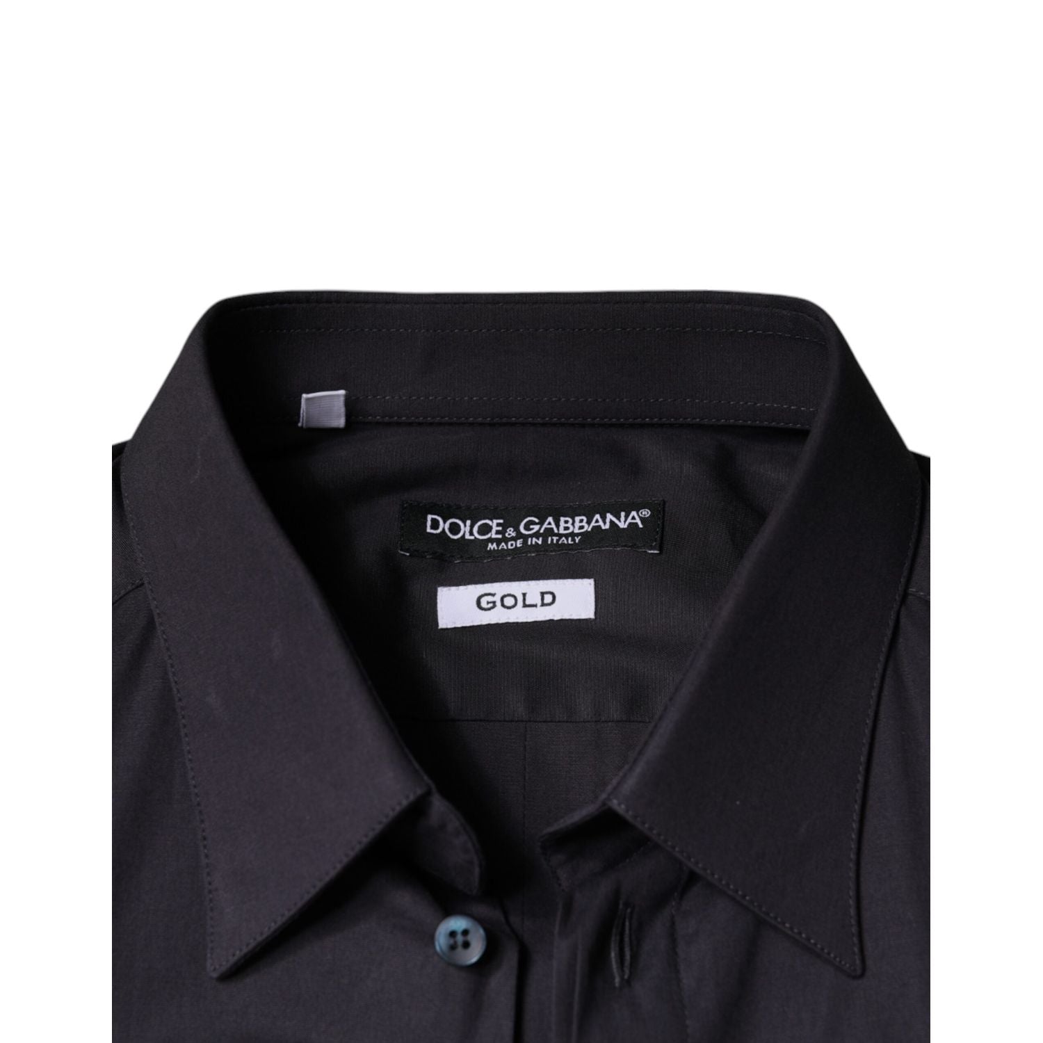 Dolce & Gabbana Black Cotton Stretch Dress GOLD Formal Shirt