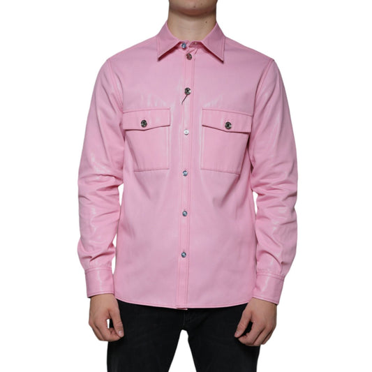 Dolce & Gabbana Pink Cotton Collared Button Down Shirt