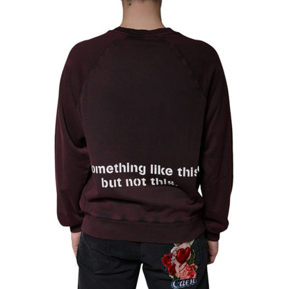 Dolce & Gabbana Maroon Logo Crew Neck Men Sweatshirt Sweater