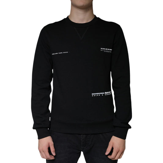 Dolce & Gabbana Black Logo Print CrewNeck Sweatshirt Sweater Dolce & Gabbana Black