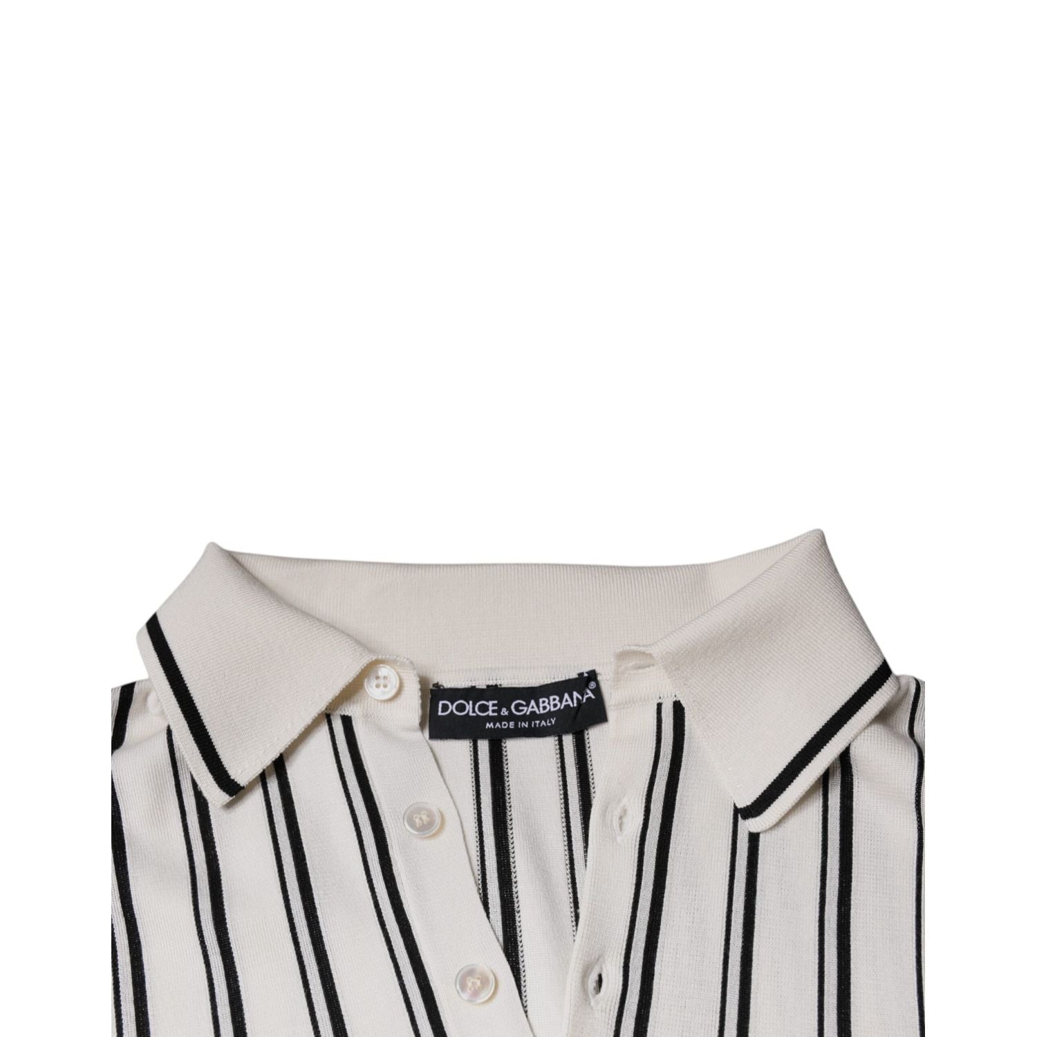 Dolce & Gabbana White Black Stripe Polo Short Sleeve T-shirt