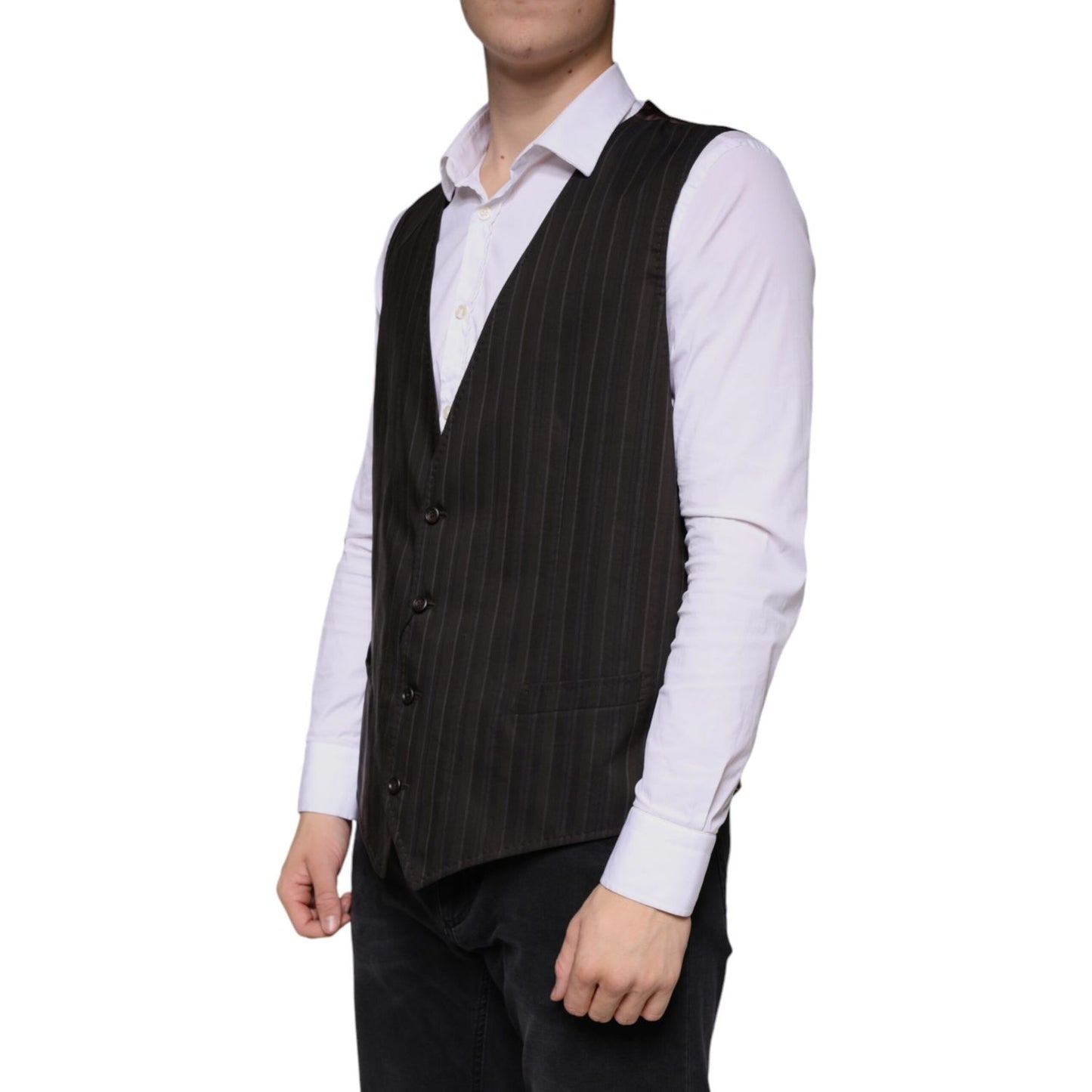 Dolce & Gabbana Black Cotton Waistcoat Dress Formal Vest