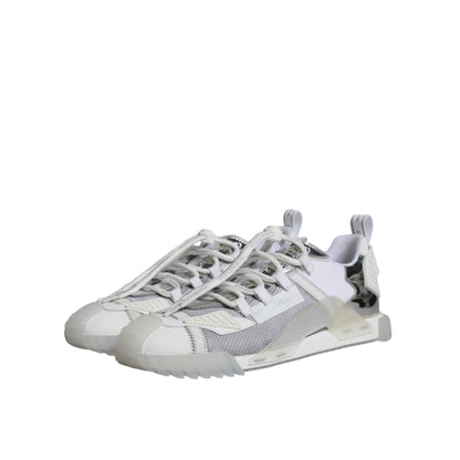 Dolce & Gabbana White Silver Low Top NS1 Sneakers Shoes
