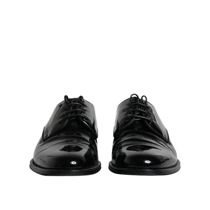 Dolce & Gabbana Black Leather Lace Up Men Derby Formal Shoes