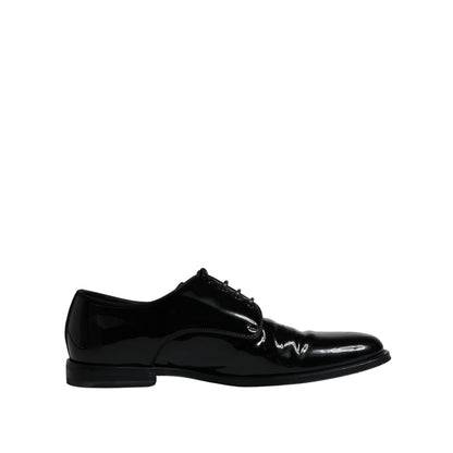 Dolce & Gabbana Black Leather Lace Up Men Derby Formal Shoes