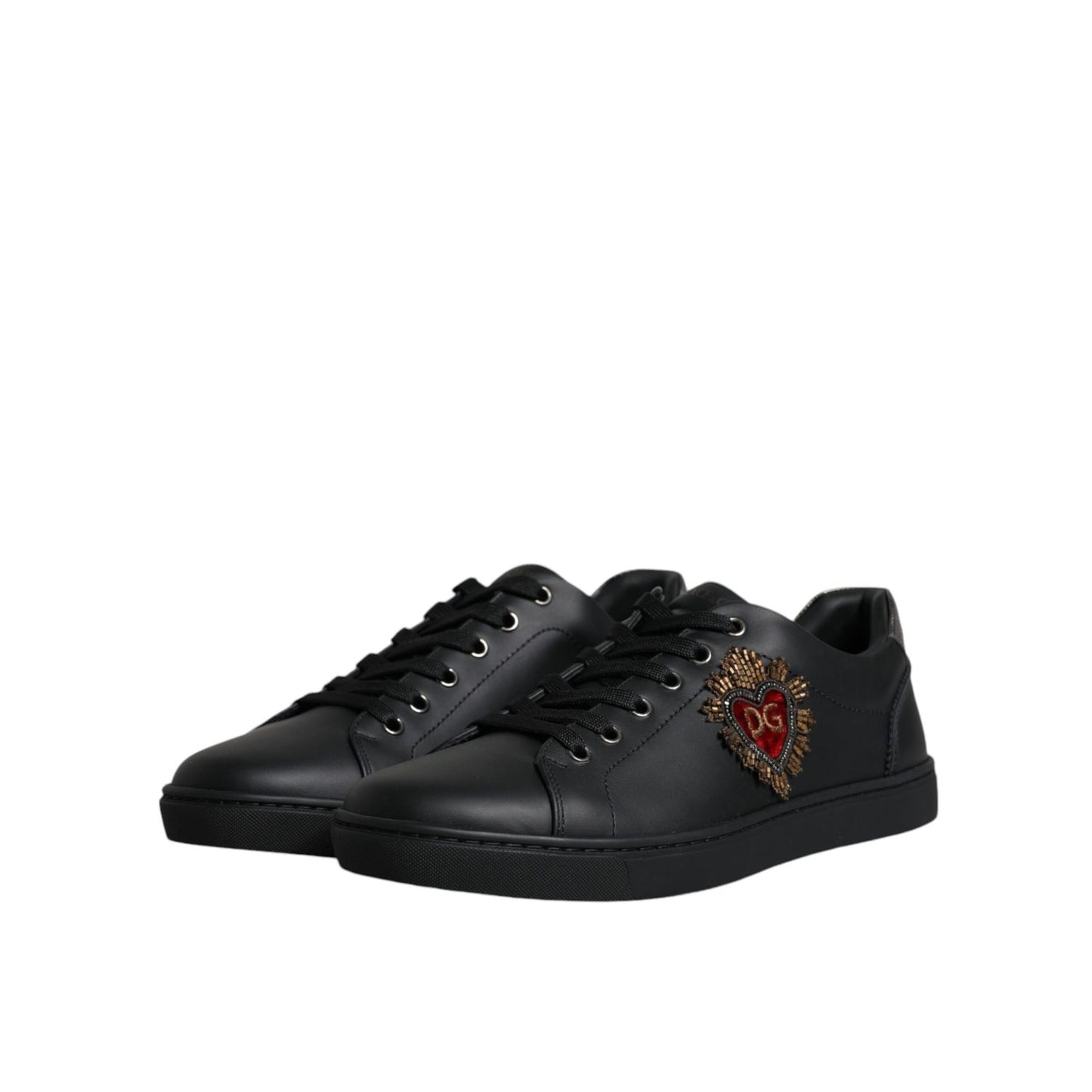 Dolce & Gabbana Black London Sacred Heart Men Sneakers Shoes