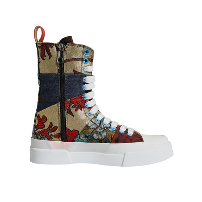 Dolce & Gabbana Multicolor Patchwork High Top Sneakers Shoes