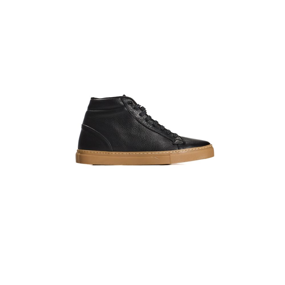 Roberto Pepe Luxury Black Calfskin Men's High Sneaker
